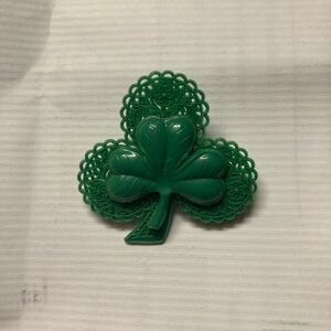Vintage Celluloid Green Shamrock Brooch
